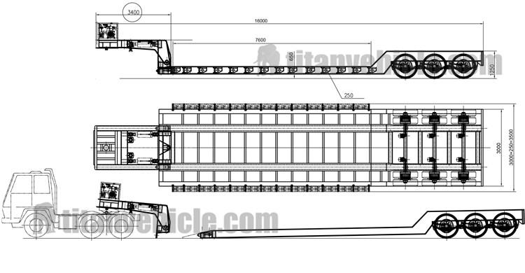 Drawing of 80-100T Detachable Gooseneck Trailer